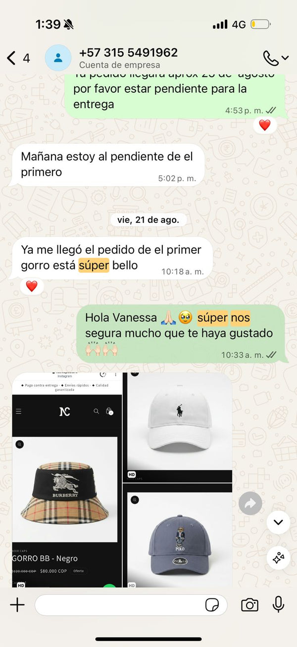 Reseña de cliente por WhatsApp