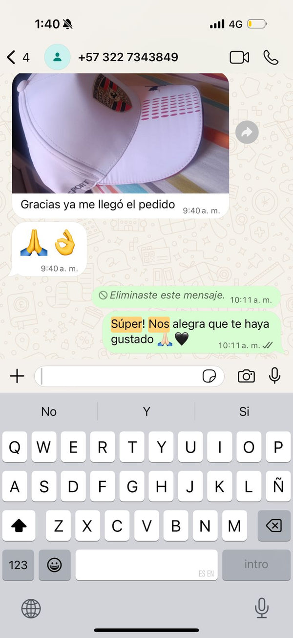 Reseña de cliente por WhatsApp